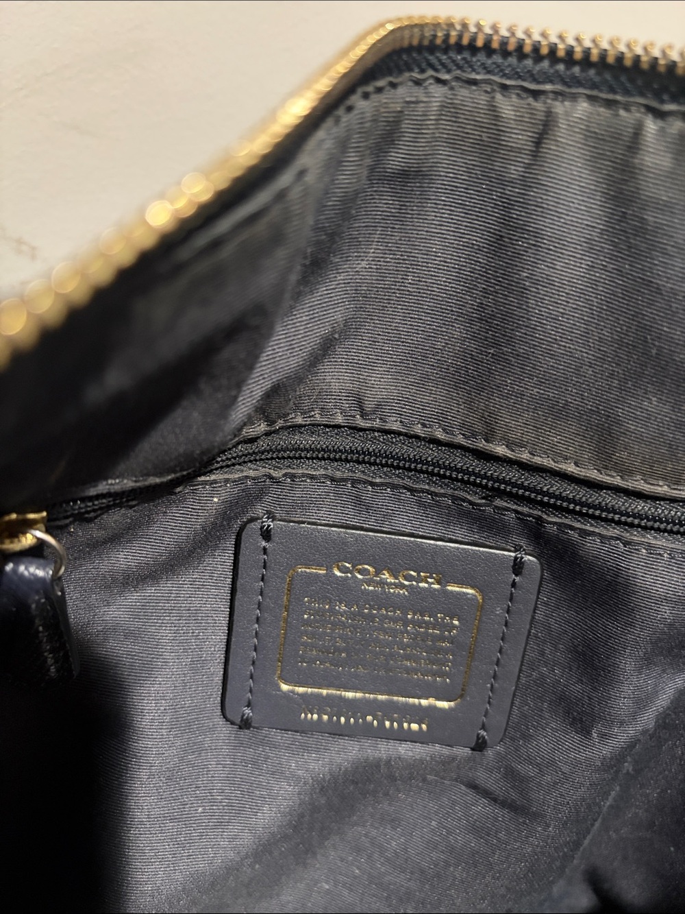 Coach Navy Leather Tote Handbag - Picture 3 of 3